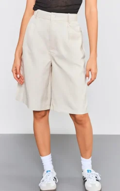 Stone Woven Tailored Bermuda Jorts