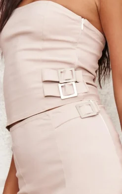 Stone Woven Tailored Buckle Micro Mini Skirt