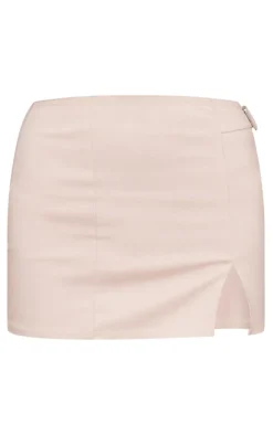 Stone Woven Tailored Buckle Micro Mini Skirt