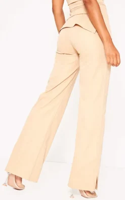 Stone Woven Tailored Split Hem Skinny Pants