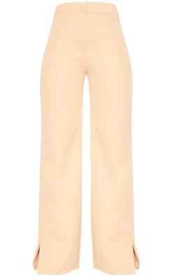 Stone Woven Tailored Split Hem Skinny Pants