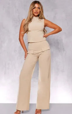 Stone Woven Tailored Zip Up Top