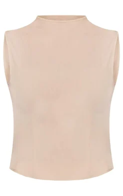 Stone Woven Tailored Zip Up Top