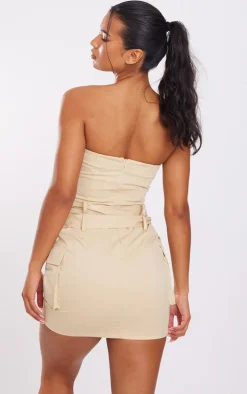 Stone Wrap Belt Detail Bandeau Bodycon Dress