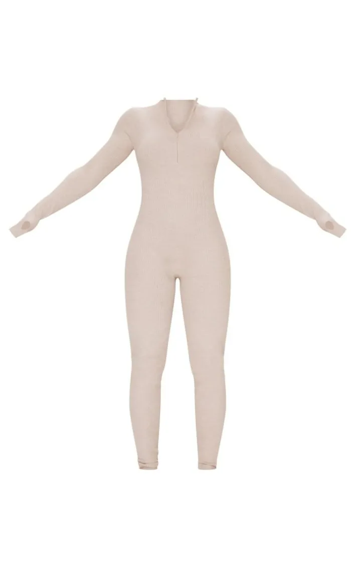 Stone Zip Detail Knitted Jumpsuit