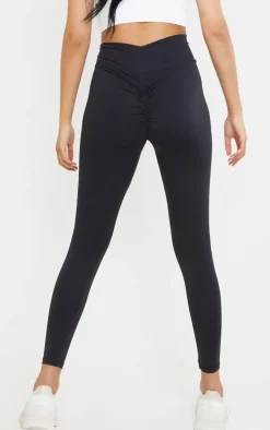 Tall Black Luxe High Waisted Gym Ruched Bum Leggings