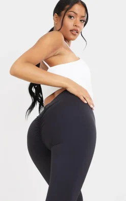 Tall Black Luxe High Waisted Gym Ruched Bum Leggings