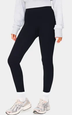 Tall Black Structured Snatched Ribbed Leggings