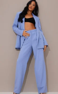 Tall Blue Shoulder Pad Oversized Double Breasted Blazer