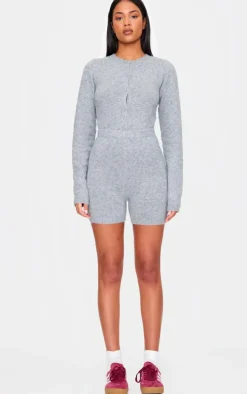 Tall Ash Grey Soft Knit Biker Shorts