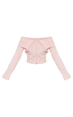 Tall Baby Pink Fold Over Detail Sweatshirt