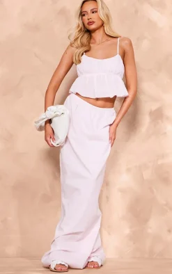 Tall Baby Pink Linen Look Maxi Skirt