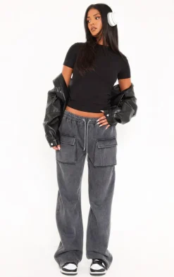 Tall Black Basic Cotton Blend Fitted Crew Neck T Shirt