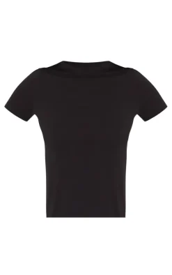 Tall Black Basic Cotton Blend Fitted Crew Neck T Shirt