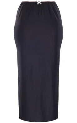 Tall Black Bow Front Detail Midaxi Skirt