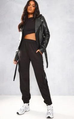 Tall Black Cargo Detail Casual Sweatpants