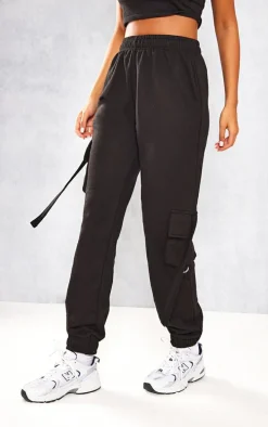 Tall Black Cargo Detail Casual Sweatpants