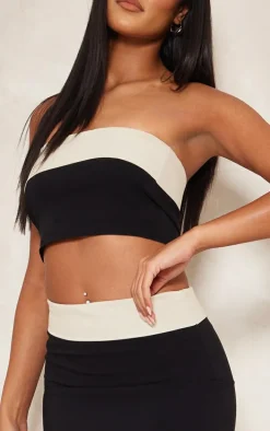 Tall Black Contrast Fold Over Midaxi Skirt