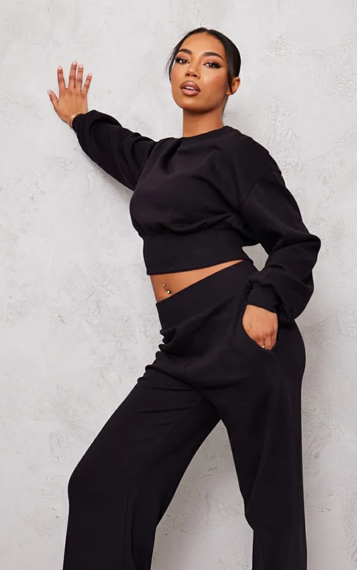 Tall Black Cropped Oversized Sweatshirt