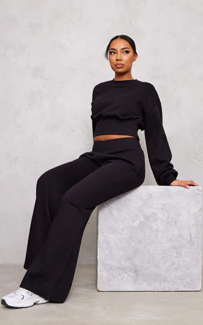 Tall Black Cropped Oversized Sweatshirt