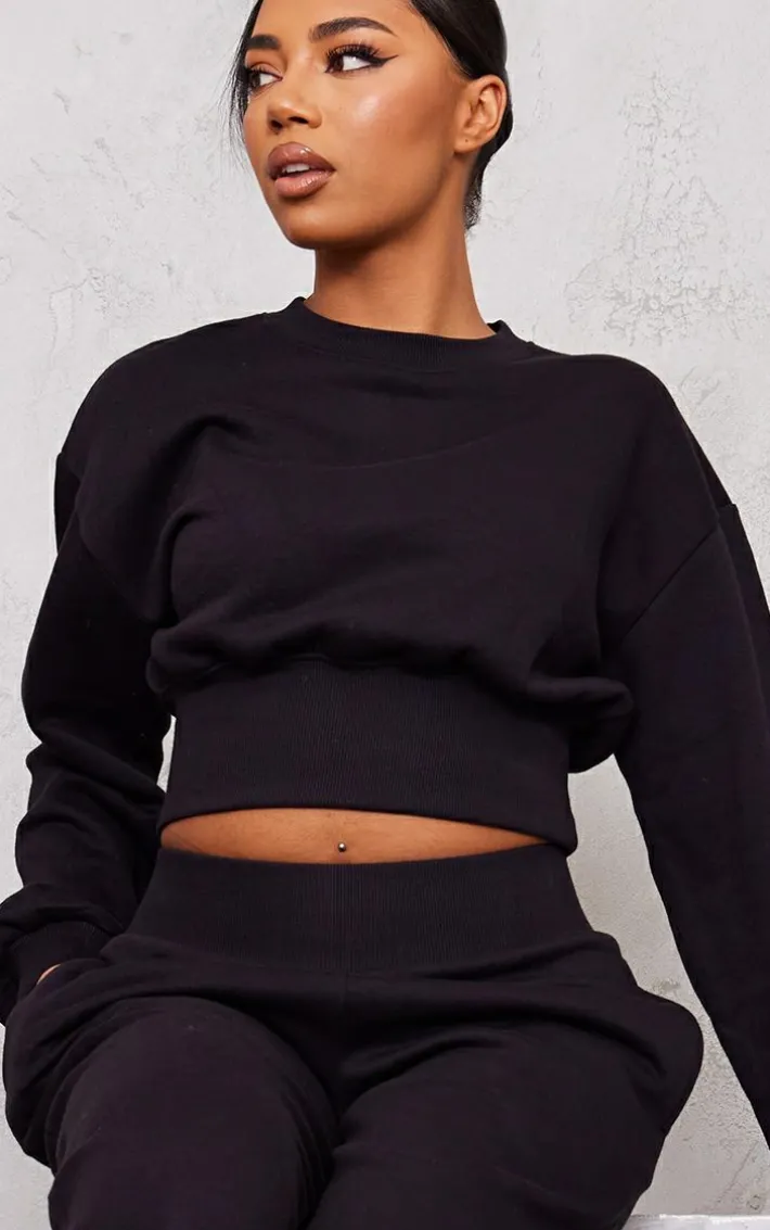 Tall Black Cropped Oversized Sweatshirt