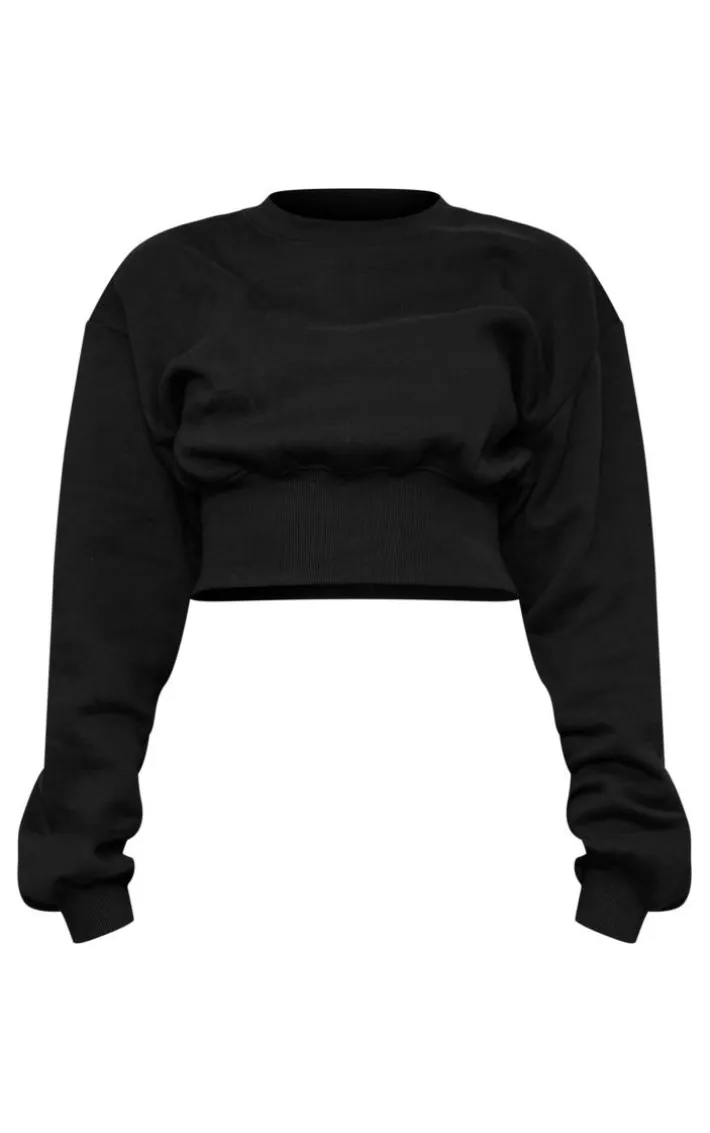 Tall Black Cropped Oversized Sweatshirt