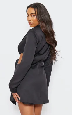 Tall Black Cut Out Detail Blazer Dress