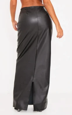 Tall Black Faux Leather Maxi Skirt