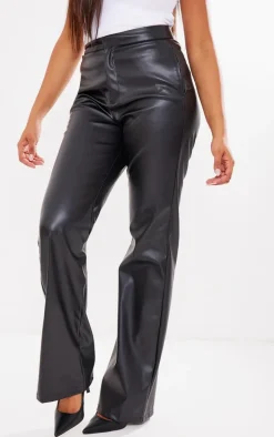 Tall Black Faux Leather Straight Leg Pants