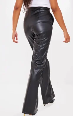 Tall Black Faux Leather Straight Leg Pants