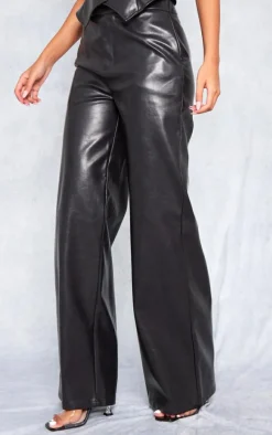 Tall Black Faux Leather Wide Leg Pants