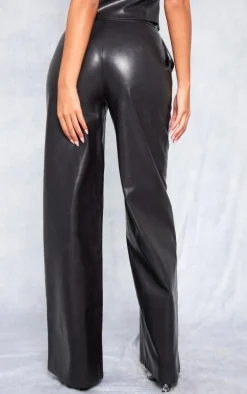 Tall Black Faux Leather Wide Leg Pants