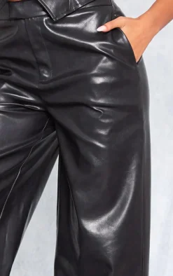 Tall Black Faux Leather Wide Leg Pants