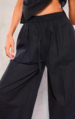 Tall Black Faux Linen Wide Leg Pants