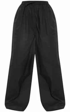 Tall Black Faux Linen Wide Leg Pants