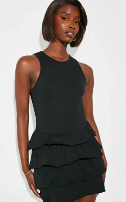 Tall Black Frill Shift Dress
