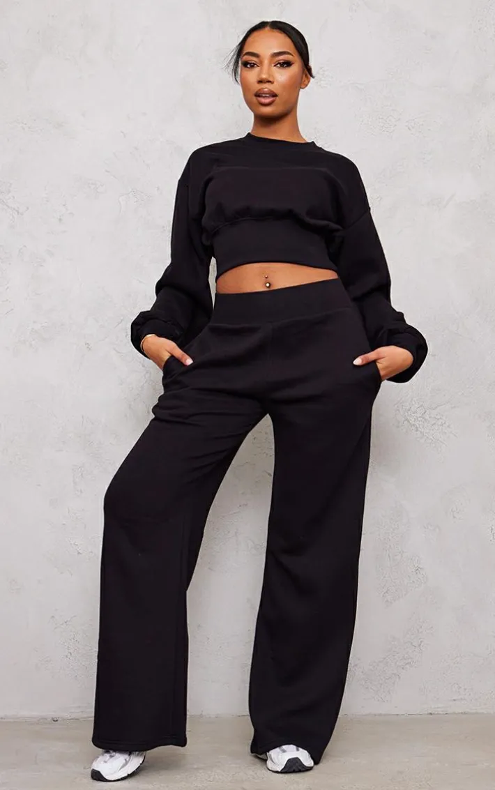 Tall Black High Waisted Wide Leg Sweatpants