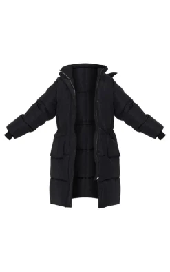 Tall Black Longline Oversized Puffer Coat