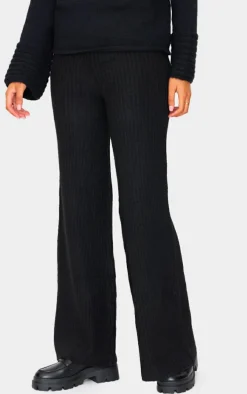 Tall Black Luxe Rib Knit Wide Leg Pants
