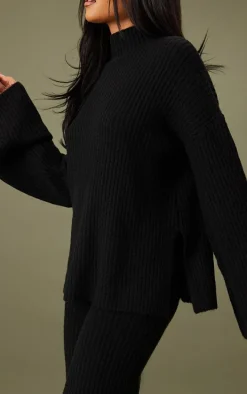 Tall Black Luxe Rib Knit Oversized Sweater