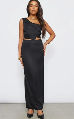Tall Black One Strap Detail Crop Top