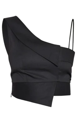 Tall Black One Strap Detail Crop Top