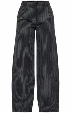 Tall Black Pinstripe Tailored Wide Leg Pants