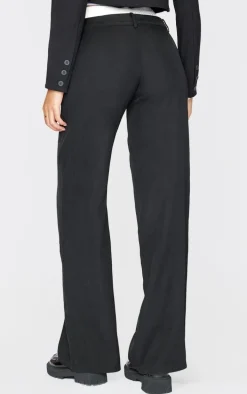 Tall Black Premium Woven Double Waistband Tailored Pant