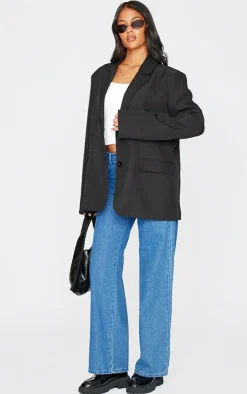 Tall Black Seam Detail Structured Oversized Blazer