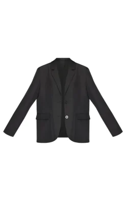 Tall Black Seam Detail Structured Oversized Blazer