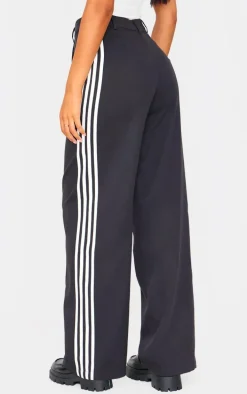 Tall Black Side Stripe Tailored Wide Leg Pants