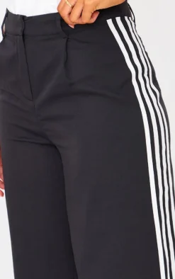 Tall Black Side Stripe Tailored Wide Leg Pants