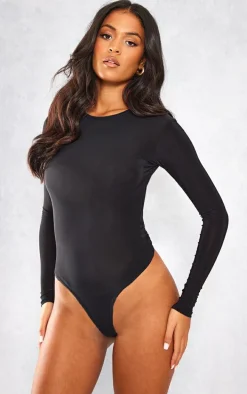 Tall Black Slinky Long Sleeve Bodysuit