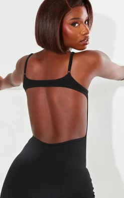 Tall Black Snatched Sculpt Open Back Unitard